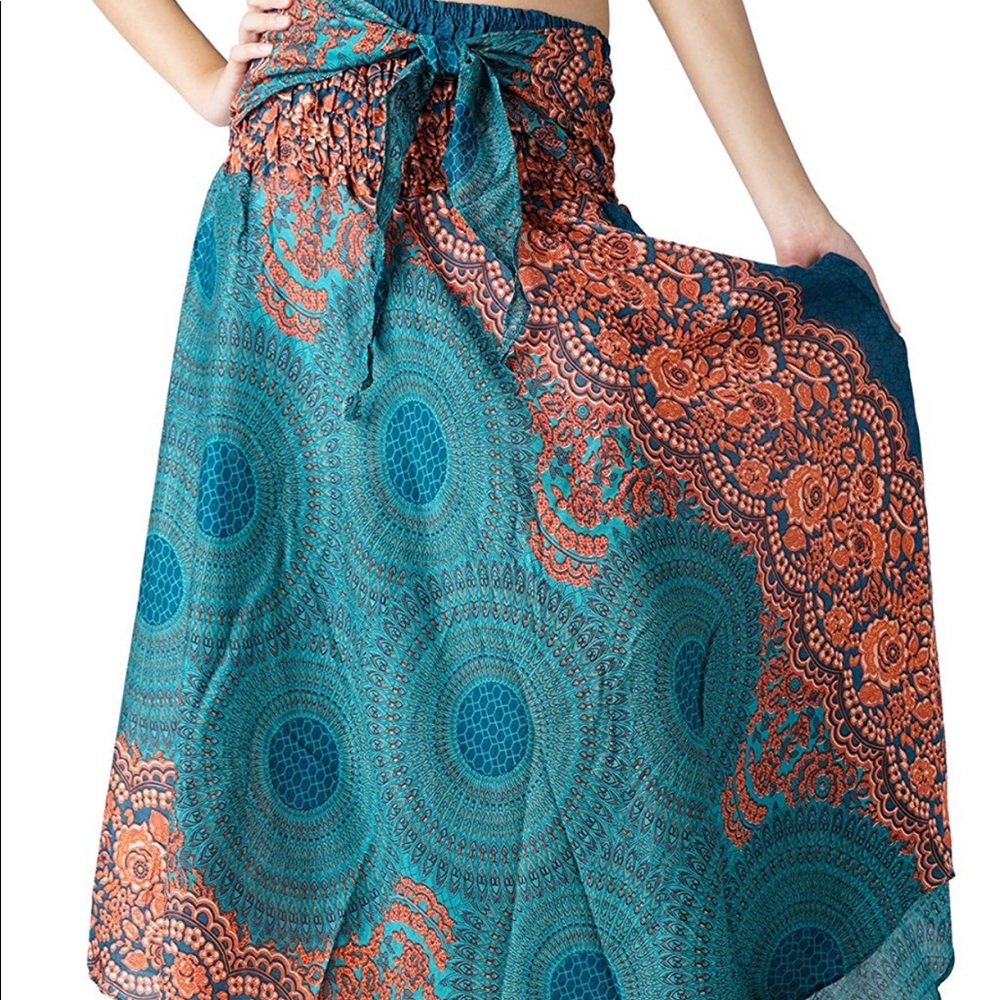 🎉HP Turquoise Boho Print Maxi Skirt - Picture 3 of 5